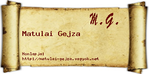 Matulai Gejza névjegykártya
